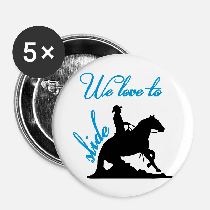 We love to slider Western Riding Reining Sliding - Buttons large 2.2''/56 mm (5-pack) - white