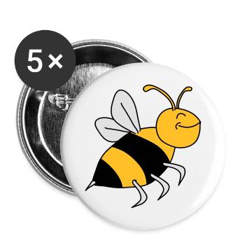 Happy Bee - Buttons groß 56 mm (5er Pack) - Weiß - Vorne