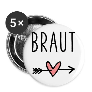 Cupidon coeur de la mariée arrow enterrement de vie de garçon - Lot de 5 grands badges (56 mm) - blanc - Devant