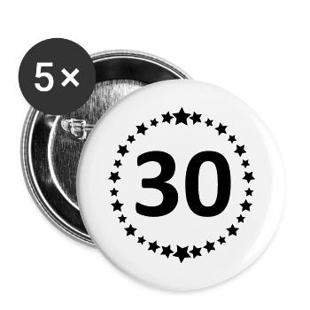 30 / / Thirty / / Thirtieth / / Anniversary / / - Buttons large 2.2''/56 mm (5-pack) - white - Front
