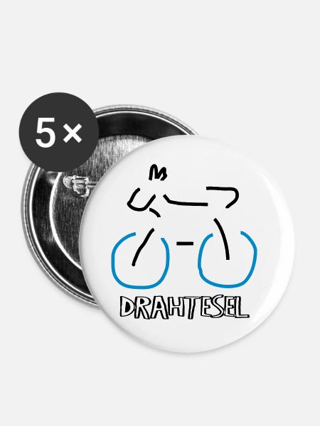 Drahtesel - Buttons groß 56 mm (5er Pack) - Weiß