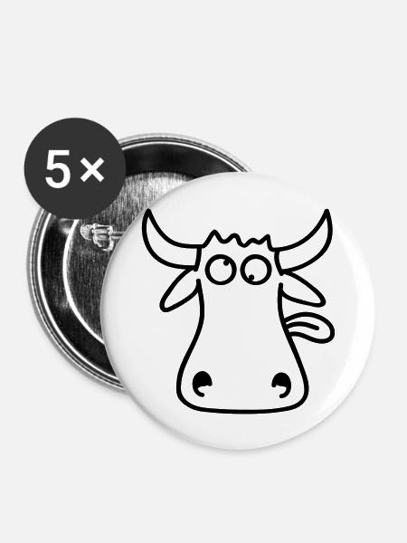 Crazy Bull - Buttons groß 56 mm (5er Pack) - Weiß