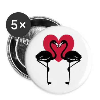 + Heart = Love Flamingos - Buttons large 2.2''/56 mm (5-pack) - white - Front