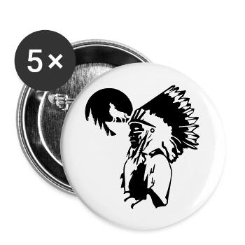 chef indien loup usa tattoo spiritual cool - Lot de 5 grands badges (56 mm) - blanc - Devant