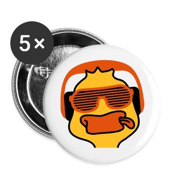 Party Duck - Buttons groß 56 mm (5er Pack) - Weiß - Vorne