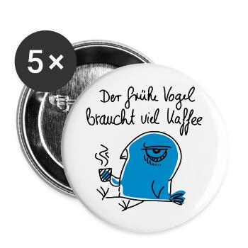 The early bird needs a lot of coffee - Buttons large 2.2''/56 mm (5-pack) - white - Front