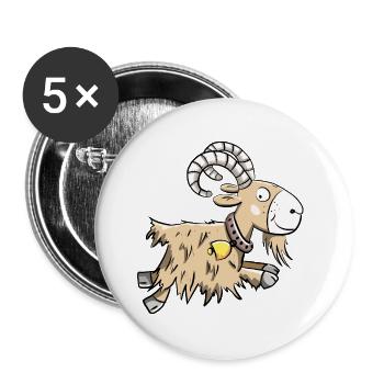 Sprunghafte Ziege I Widder I Ziegenbock Geschenk - Buttons groß 56 mm (5er Pack) - Weiß - Vorne