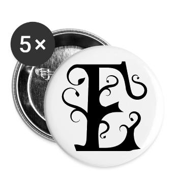 Monogramm Letter E - Buttons groß 56 mm (5er Pack) - Weiß - Vorne
