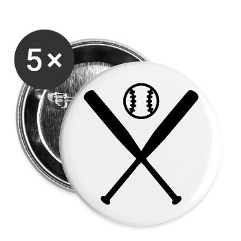 Baseball - Buttons groß 56 mm (5er Pack) - Weiß - Vorne