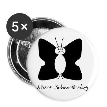 böser Schmetterling - Buttons groß 56 mm (5er Pack) - Weiß - Vorne