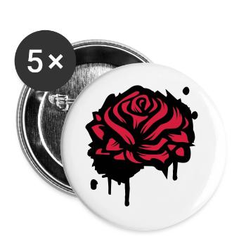 Abstrakte Rote Rose Minimalistische Floral Grafik - Buttons groß 56 mm (5er Pack) - Weiß - Vorne