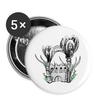 Garden Flower Castle - Lot de 5 grands badges (56 mm) - blanc - Devant