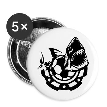 football foot requin logo dessin club - Lot de 5 grands badges (56 mm) - blanc - Devant