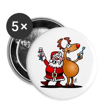 Santa Claus and his reindeer - Buttons large 2.2''/56 mm (5-pack) - white - Front