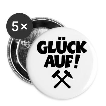 Glück auf mit Schlägel und Eisen - Buttons groß 56 mm (5er Pack) - Weiß - Vorne