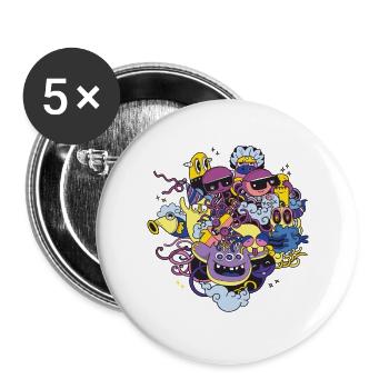 Alien Team - Buttons groß 56 mm (5er Pack) - Weiß - Vorne