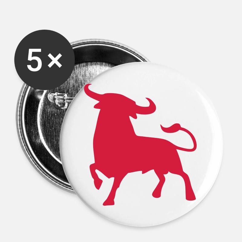 Stier kampfstier andalusien spanischer baskischer - Buttons groß 56 mm (5er Pack) - Weiß