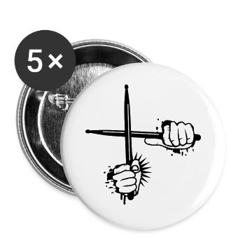 Baguettes batteries - Lot de 5 grands badges (56 mm) - blanc - Devant