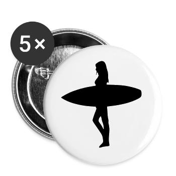 Surfer Girl - Buttons large 2.2''/56 mm (5-pack) - white - Front