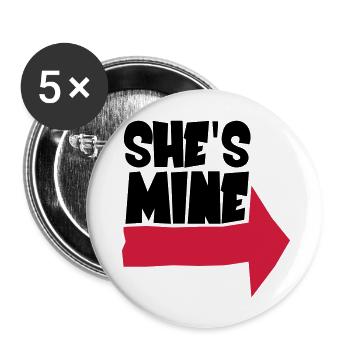 She's mine - Buttons large 2.2''/56 mm (5-pack) - white - Front