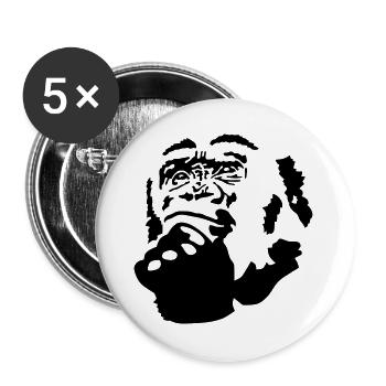singe - Lot de 5 grands badges (56 mm) - blanc - Devant