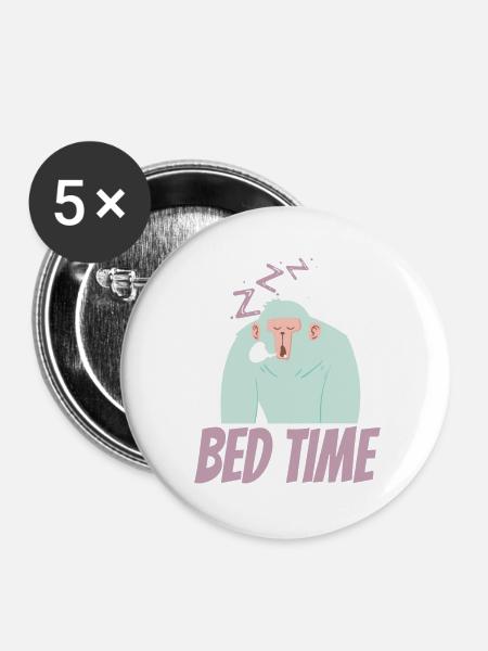 Bed Time, Schlafenszeit - Buttons groß 56 mm (5er Pack) - Weiß