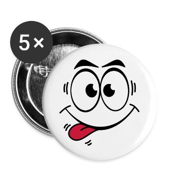 Gesicht Zunge 2 - Buttons groß 56 mm (5er Pack) - Weiß - Vorne