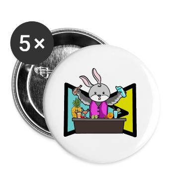 Osterhase Barman Fête de Pâques Fête animaux Beuverie - Lot de 5 grands badges (56 mm) - blanc - Devant