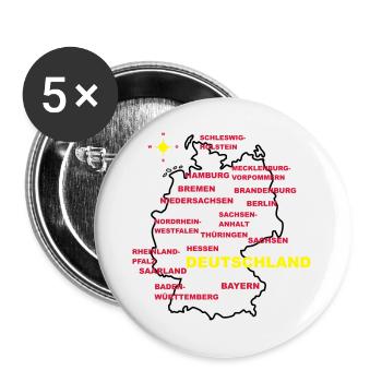 deutschland land karte - Buttons groß 56 mm (5er Pack) - Weiß - Vorne