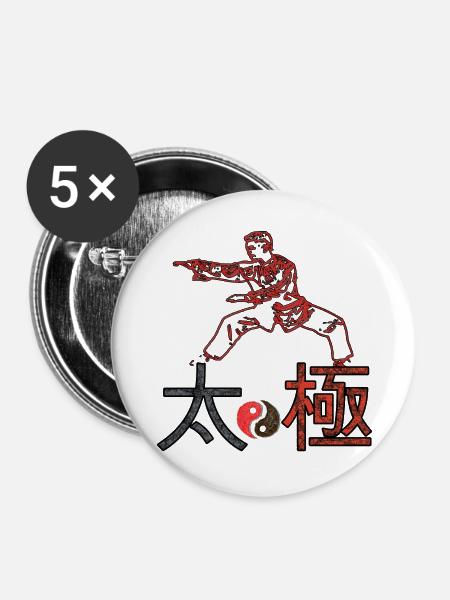 Taichi Kämpfer - Buttons groß 56 mm (5er Pack) - Weiß