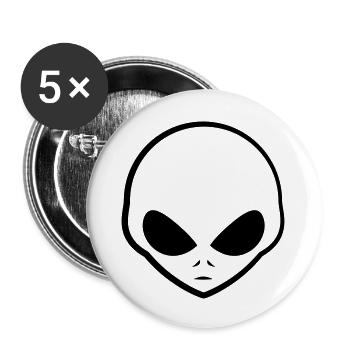 Cool Grey Alien Kopf Logo - Buttons groß 56 mm (5er Pack) - Weiß - Vorne