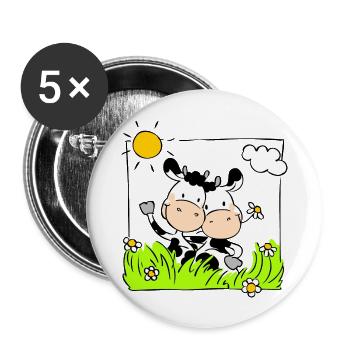 Cow Friends - Lot de 5 grands badges (56 mm) - blanc - Devant