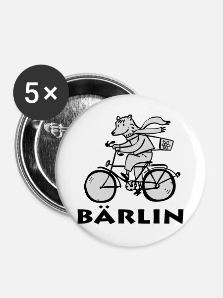 Berliner Bär / Bärliner Bär - Buttons groß 56 mm (5er Pack) - Weiß