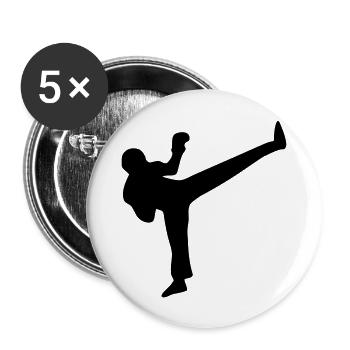 kick, french boxing - Buttons large 2.2''/56 mm (5-pack) - white - Front