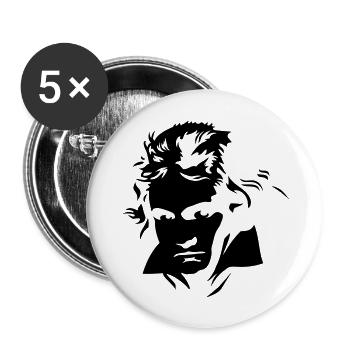 komponist klassische musik gesicht von beethoven - Buttons groß 56 mm (5er Pack) - Weiß - Vorne