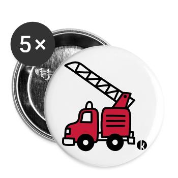 Feuerwehrauto (c) - Fire Truck - Buttons groß 56 mm (5er Pack) - Weiß - Vorne