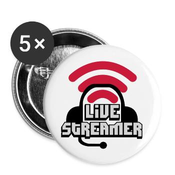 Live Streamer - Buttons groß 56 mm (5er Pack) - Weiß - Vorne