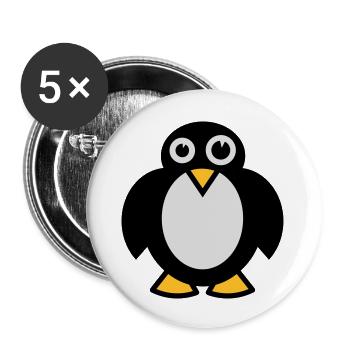 Lustiger Pinguin - Buttons groß 56 mm (5er Pack) - Weiß - Vorne
