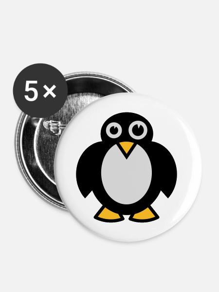 Funny Penguin - Buttons large 2.2''/56 mm (5-pack) - white