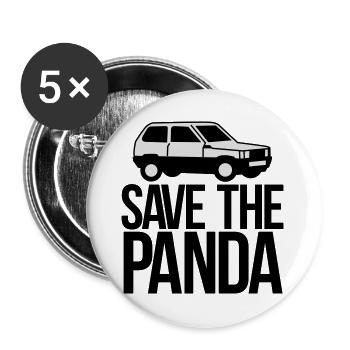 save the panda - Buttons large 2.2''/56 mm (5-pack) - white - Front