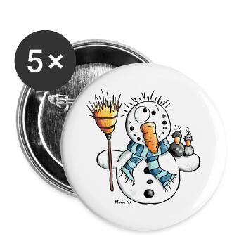 Drôle Bonhomme De Neige - Lot de 5 grands badges (56 mm) - blanc - Devant