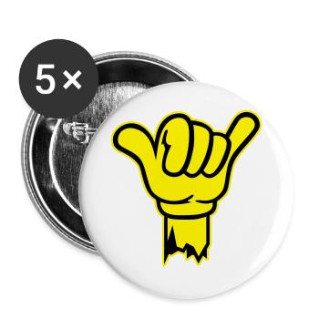 hand shaka finger - Buttons groß 56 mm (5er Pack) - Weiß - Vorne