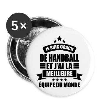 je suis coach de handball j'ai la meilleure équipe - Lot de 5 grands badges (56 mm) - blanc - Devant