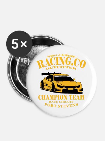 Touring-Car Racing - Buttons large 2.2''/56 mm (5-pack) - white