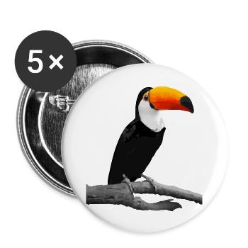 Tukan Tucan karibischer Vogel - Buttons groß 56 mm (5er Pack) - Weiß - Vorne