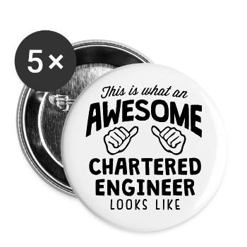 awesome chartered engineer looks like - Buttons large 2.2''/56 mm (5-pack) - white - Front