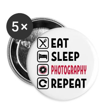Mangez Sommeil Photographie Répétez - Lot de 5 grands badges (56 mm) - blanc - Devant