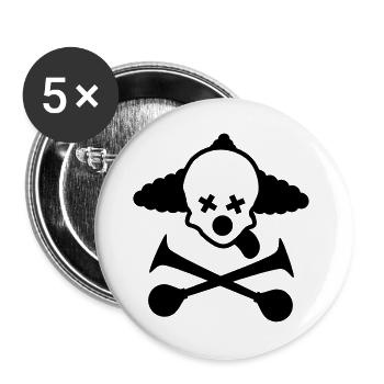 totenkopf clown - Buttons groß 56 mm (5er Pack) - Weiß - Vorne
