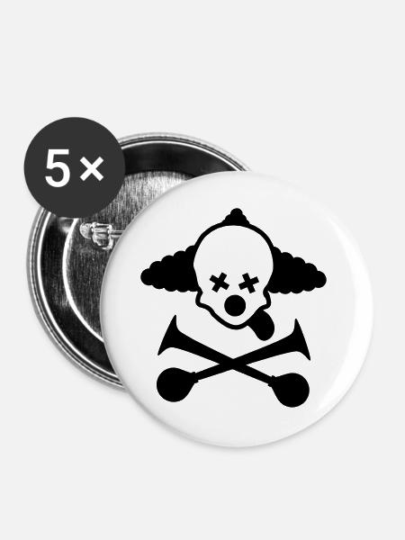 totenkopf clown - Buttons groß 56 mm (5er Pack) - Weiß