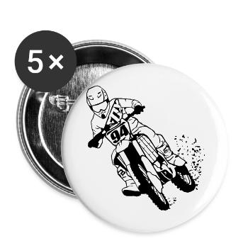 Moto Cross - Buttons groß 56 mm (5er Pack) - Weiß - Vorne